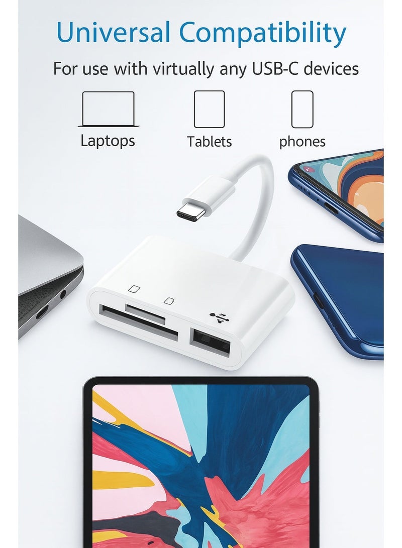 برايت محول Type-C 3 في 1 مع قارئ بطاقات SD وMicro SD ومنفذ USB 3.0 – انتقال بيانات سريع - Image 5